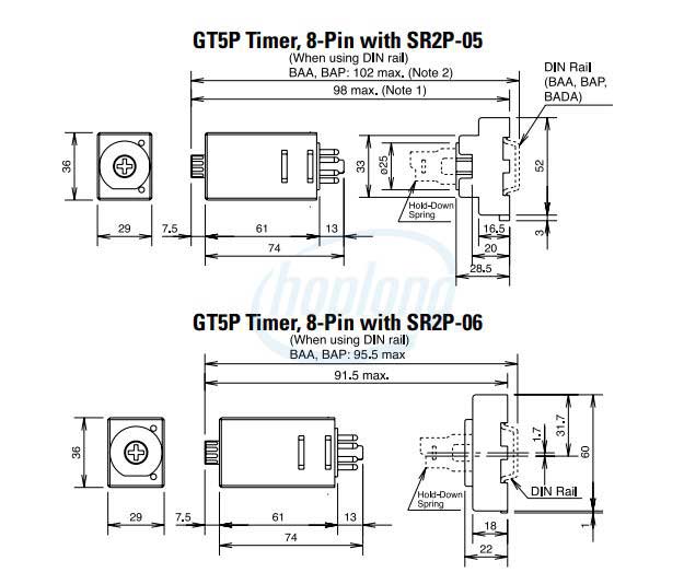 Kích thước Timer GT5P Series IDEC 