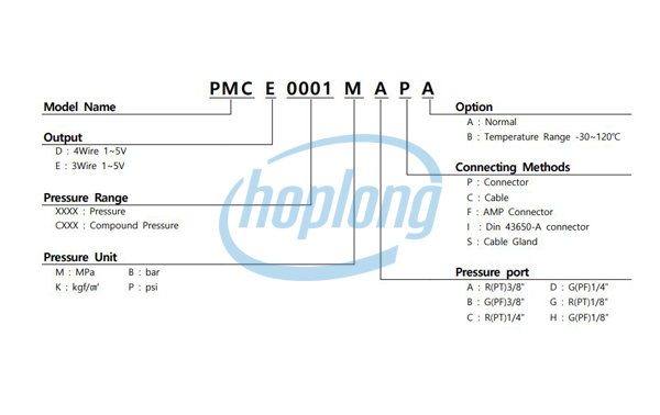 Sơ đồ chọn mã Cảm biến áp suất PMC Sensys