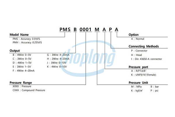 Sơ đồ chọn mã cảm biến áp suất PMS / PMH Sensys