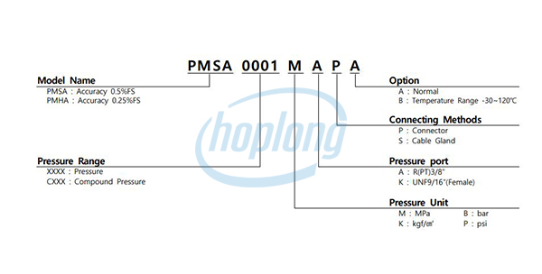 Sơ đồ chọn mã cảm biến áp suất PMSA/PMHA Sensys